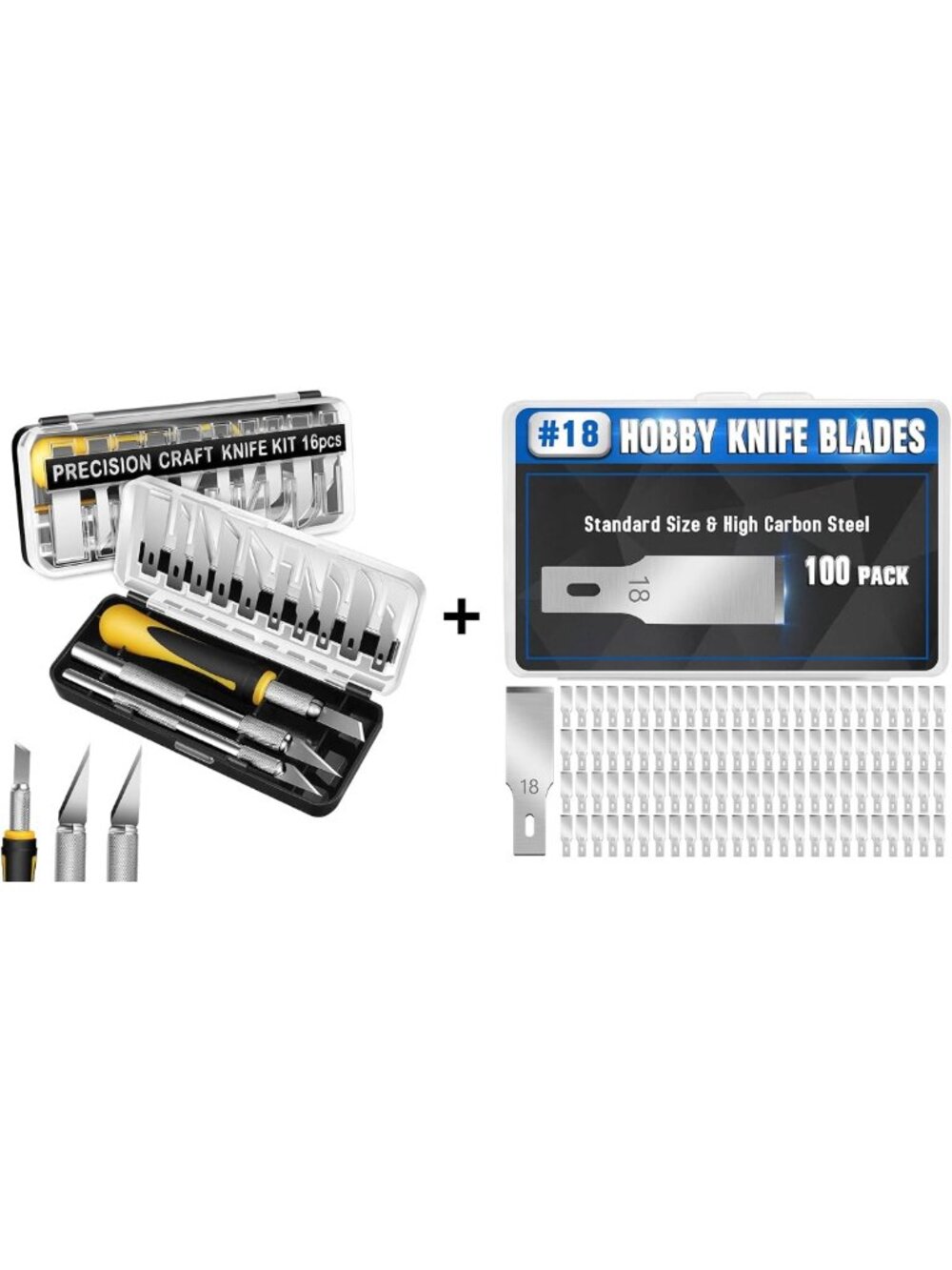 16-Piece Craft Knife Set with 100 Exacto Blade Refills for Hobby & Scrapbooking